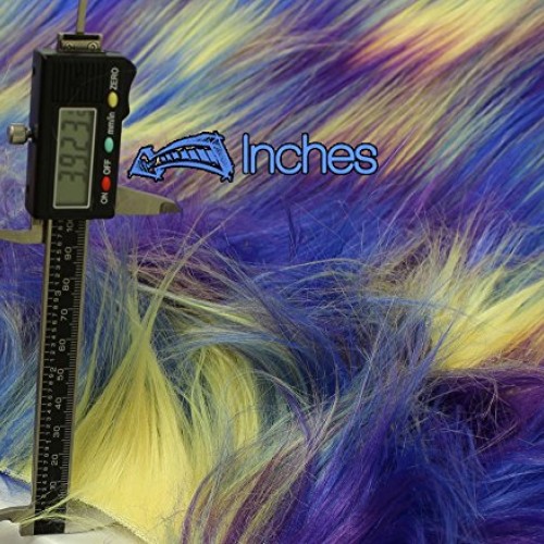 Faux Fur Fabric Long Pile 3 Tone Rainbow Yellow Blue Purple / 60 ...